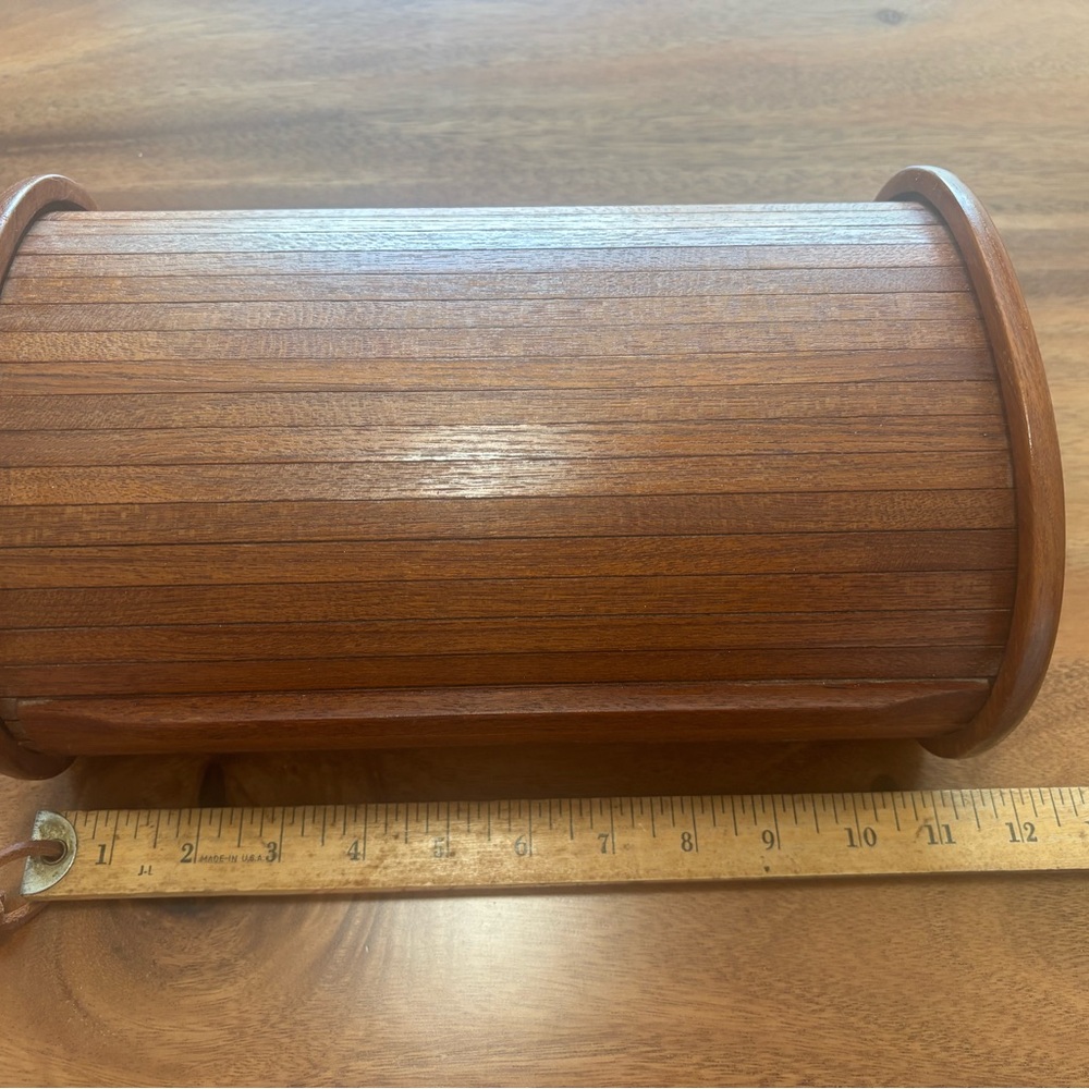 Mid-Century roll top teak desk organizer